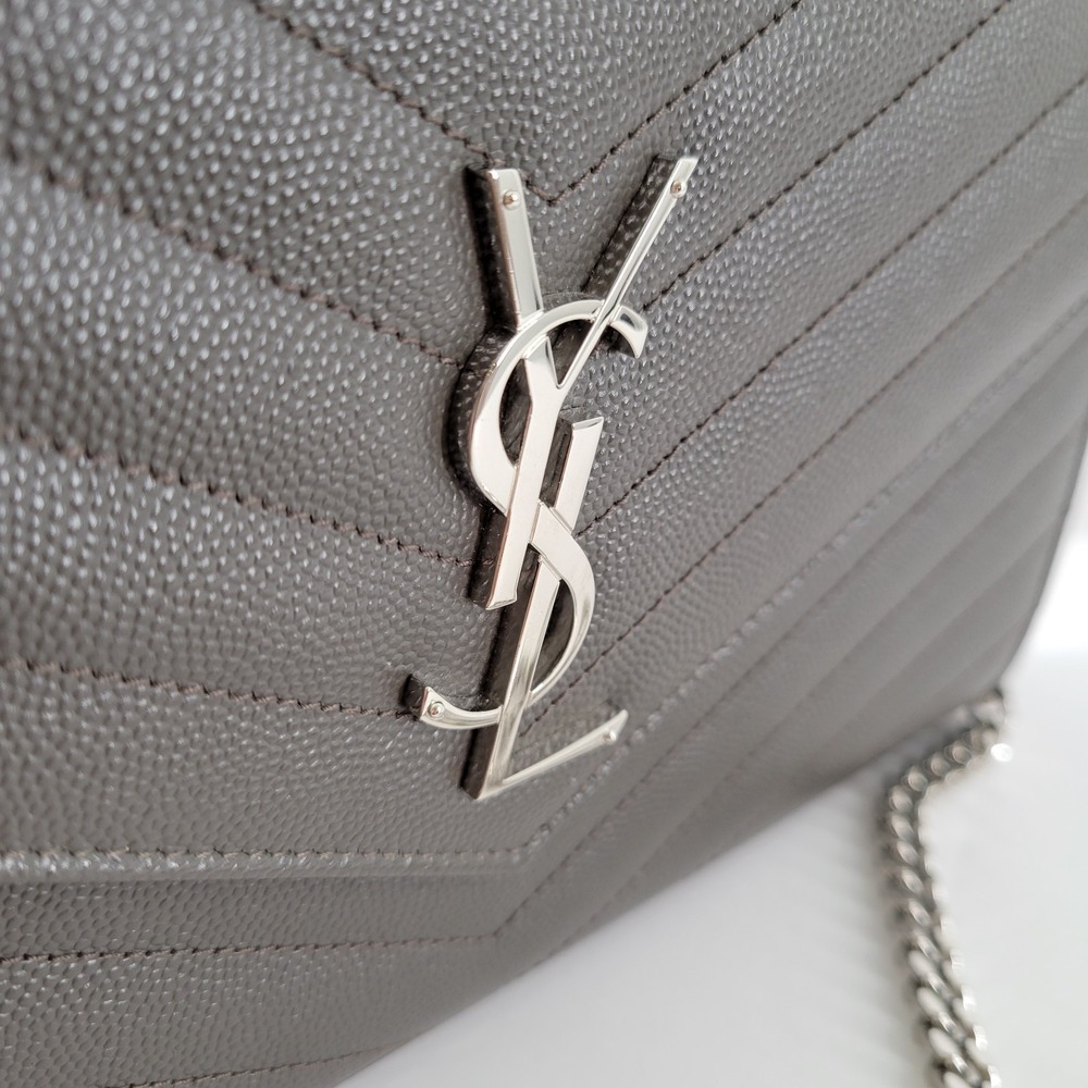Saint Laurent Crossbody Bag Large Wallet on Chain‎ Gray YSL Monogram Cassandre - Picture 3 of 16